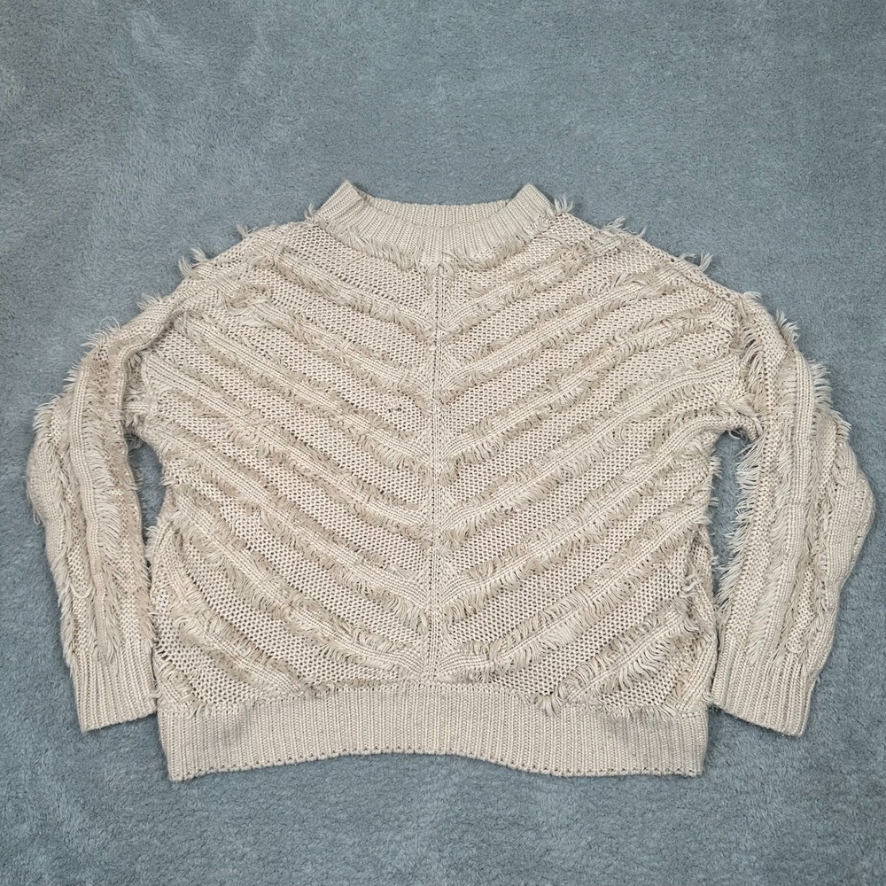 Umgee Women's Beige Loop Fringe Pullover Sweater Size‎ Small